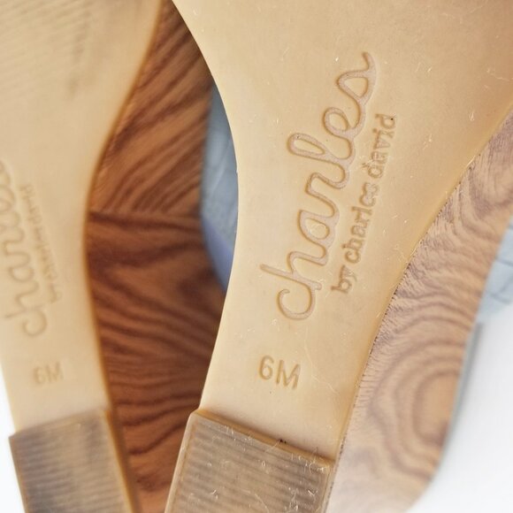 Charles By Charles David Launder Wedge Sandals Weave Textured Size 6M Light Blue - Picture 11 of 16